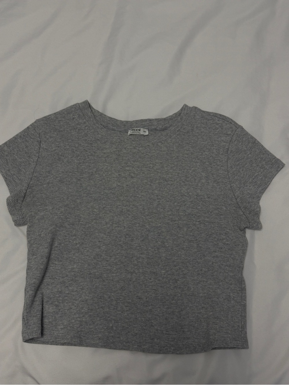 Ardene Ribbed Short Sleeve Top in Gray Size Medium Like New